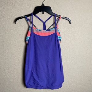 Ivivva Lululemon Girls 12 Purple Multi-colored Jump For Joy Athletic Tank Top